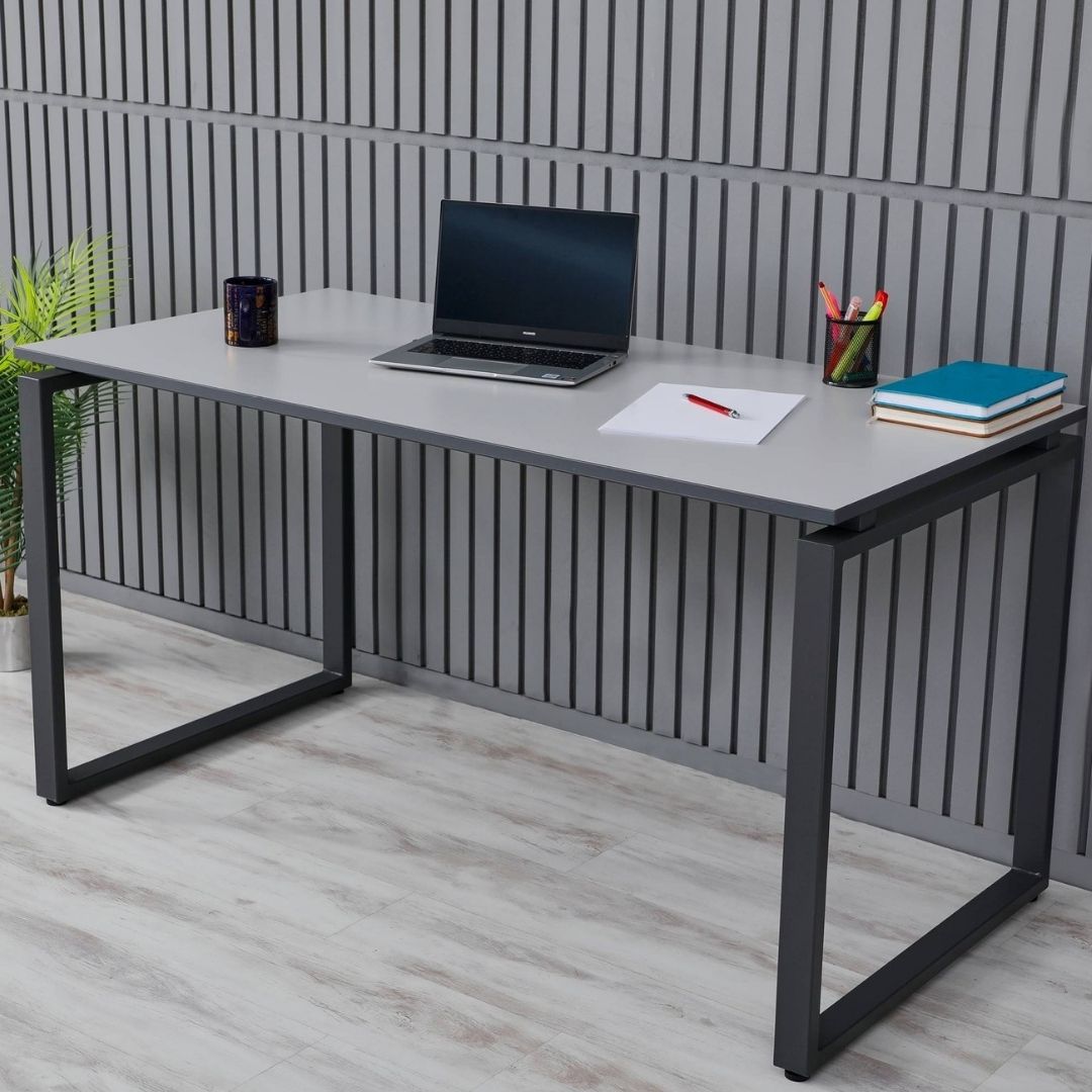 Arpelia Çalışma Masası 140x70x73 CM Dikdörtgen Ayaklı (LAVA-GRİ-KNR BANLARI ANTRASİT)