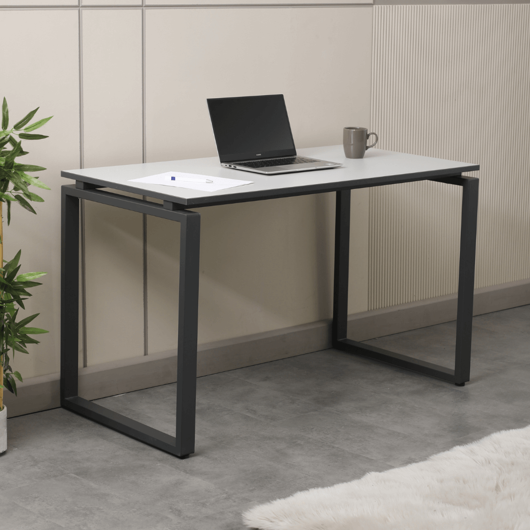 Arpelia Çalışma Masası 120x60x73 CM Dikdörtgen Ayaklı (LAVA-GRİ-KNR BANTLARI ANTRASİT)